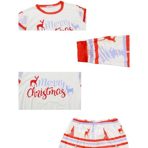 Child's Christmas Sleepwear Long Sleeve Tee with Pants Lounge Pajama Sets Red - Picture 4 of 4